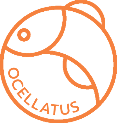 Símbolo da Ocellatus: a letra O formada pelo peixe Oscar